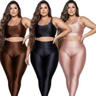 Imagem de KIT 3 Top Fitness Plus Size New Zig 3D Vekyo Com Bojo Removível Alta Compressão Academi...