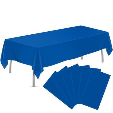 Imagem de Toalha de Mesa Plástica tujol Kit com 6 Unidades 137x274 cm Azul