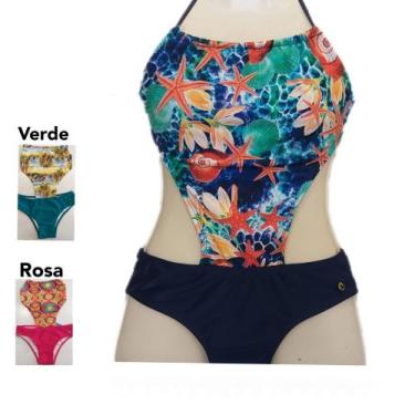 Imagem de Maiô Juvenil Engana Mamãe - Aqua Lake, Estampado, Rosa, 10 anos