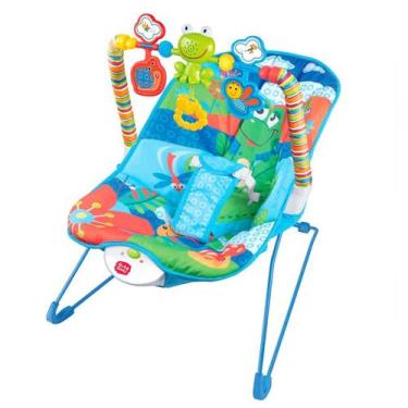 Imagem de Cadeirinha De Descanso Até 11kg Vibratória Musical Bebê Azul - DM Toys