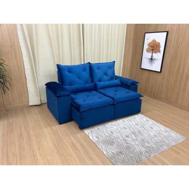 Imagem de Sofá Retrátil Reclinável 1,80 m Azul 506 Athenas Premium - Alpoim