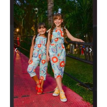 Imagem de Macacão infantil estampado feminino pantacourt - Sementinhas