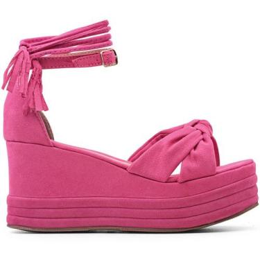 Imagem de Sandália Feminina Anabela Rosa Pink Plataforma Amarração - Salook, Ros