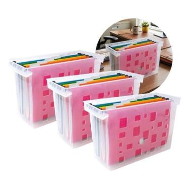 Imagem de Kit 3 Arquivo Móvel Estreito Com 6 Pastas Suspensas Coloridas Dello - 