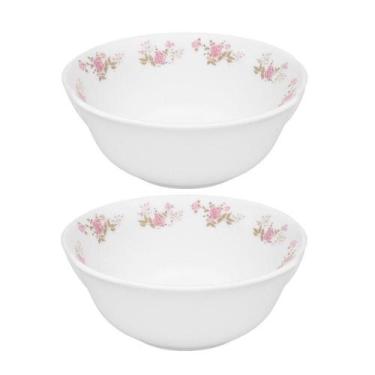 Imagem de Kit 2 Tigela Saladeira Grande Flowers Pink para Sobremesas Vidro Opali