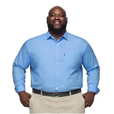 Imagem de Camisa Social Amil Microleve Masculina Clássica Manga Longa Plus Size 