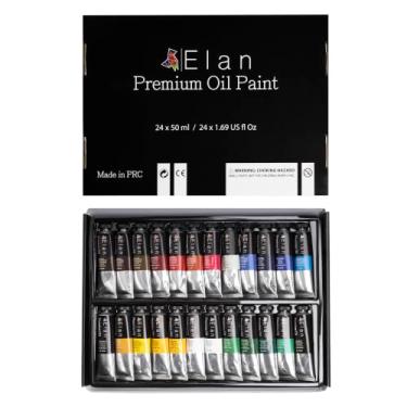 Imagem de Elan Conjunto profissional de tinta a óleo, 24 tubos de cores vibrantes 50 ml, tintas a óleo não tóxicas para pintura em tela, tintas de arte para adultos e artistas