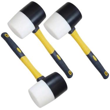 Imagem de Martelo Borracha Assentar Piso Ergonomico Kit 3 Uni Marreta Obra Repar