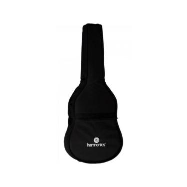 Imagem de Capa para Violão Folk Nylo? Luxo Totalmente Acolchoada com Bolso Frontal Preta Harmonics