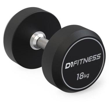 Imagem de Dumbbell Rubber Elite 18kg D1 Fitness Halter Redondo Emborrachado Prof