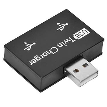 Imagem de Bewinner Hub USB 2.0, liga de alumínio + PC pequeno/portátil/resistente/durável/transparente separador conversor adaptador de conexão com duas portas USB - conectado a uma base USB (preto)