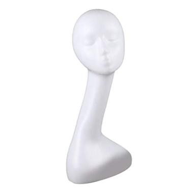 Imagem de SDENSHI Cabide de manequim para peruca de cabeça de manequim feminino, ótimo para exibir perucas, chapéus, cachecol, joias, cachecol, fone de ouvido e itens de exibição – C