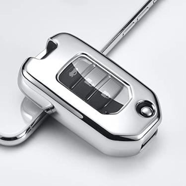 Imagem de WSWJDW Remoto Car Key Case Cover Chaveiro Ring Key Bag, apto para Honda Civic CR-V HR-V Accord Jade Crider Odyssey 2015-2018, prata