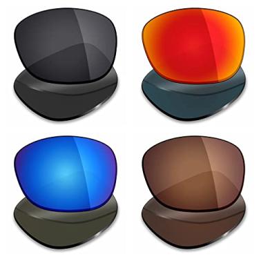 Imagem de 4 pares de lentes polarizadas de substituição Mryok para óculos de sol Oakley Drop in – Stealth preto/vermelho fogo/azul gelo/marrom bronze