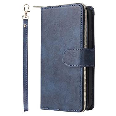 Imagem de Capa de couro para Samsung Galaxy A52 A72 A32 A12 A13 A33 A53 A03 A02 S A22 A21S A51 A71 A31 A41 A30 A40 A50 Capa de carteira com zíper, azul, para Galaxy A10