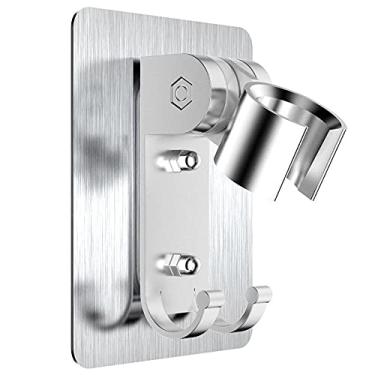 Imagem de Suportes de montagem de chuveiro ajustáveis ​​sem rastros sem pregos Rack de assento de chuveiro Peças de banheiro Acessórios de banho Espaço Alumínio, H