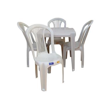 Imagem de Conjunto Mesa E 4 Cadeiras Bistro Antares Branco Kit 03 Jogo