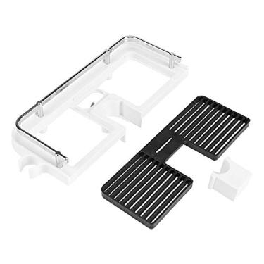 Imagem de Canto de suporte de chuveiro à prova de ferrugem,prateleira de banheiro ABS sem perfuração Suporte de chuveiro para banheiro, suporte de armazenamento de varão de chuveiro acessório prático para banheiro