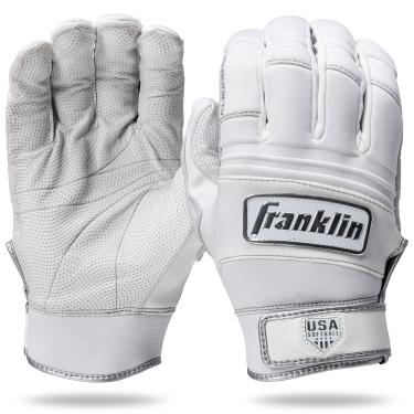 Imagem de Franklin Sports Luvas de rebatedor de softbol para todos os climas - Luvas femininas de rebatidas rápidas - Cromo branco - Feminino Grande