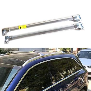 Imagem de UDP 2 peças barras transversais de aço inoxidável prata barras transversais trilho lateral superior do telhado kits de transporte de bagagem, adequado para Benz GLC X253 2016-2020