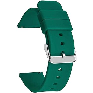 Imagem de MEGIR Pulseiras de relógio impermeáveis – Pulseiras de relógio de silicone macio de liberação rápida para homens e mulheres – Escolha cores e largura – 16 mm, 18 mm, 20 mm, 22 mm, 24 mm, 2020, Verde, 18MM