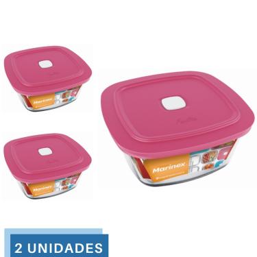 Imagem de 2 Potes Vidro Facilita Quadrado Marmita 500Ml Marinex