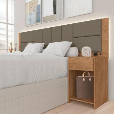 Imagem de Cabeceira Estofada Para Cama Casal Dubai Com Led Car/cap- M. Arapongas
