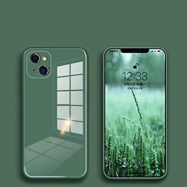 Imagem de Capa de telefone de vidro temperado quadrado de luxo para iphone 13 11 12 pro max mini xs xr x 7 8 plus se 2020 capa traseira dura de silicone, verde escuro, para 13 mini