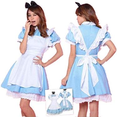 Imagem de Deetto Fantasia cosplay Alice no País das Maravilhas Anime Maid Blue Costumes Lolita Vestido feminino para meninas, grande