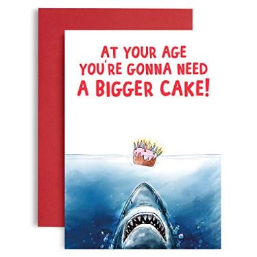 Imagem de You're Gonna Need a Bigger cake - Cartão engraçado de mandíbulas de tubarão - cartão de aniversário divertido - cartões de aniversário engraçados para homens - cartão de aniversário para ela - cartão de aniversário do melhor amigo - cartão de aniversário engraçado para ele