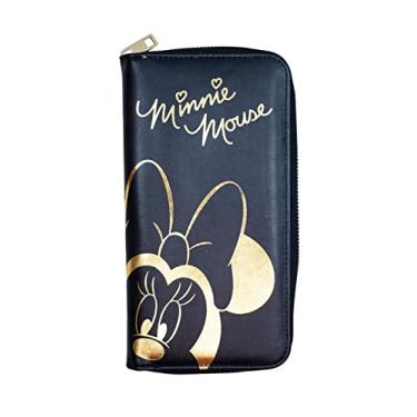 Imagem de Carteira de mão Preta Minnie Mouse Brilhante Dourada Grande