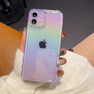 Imagem de Capa de telefone transparente holográfica colorida com brilho a laser para iphone 13 12 11 pro max x xr xs max 7 8 plus capa à prova de choque de tpu macio, b, para iphone 13 pro