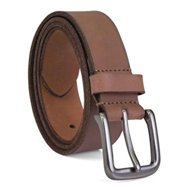 Imagem de Timberland Cinto masculino de couro com fivela clássica de 35 mm para jeans, Marrom, 40