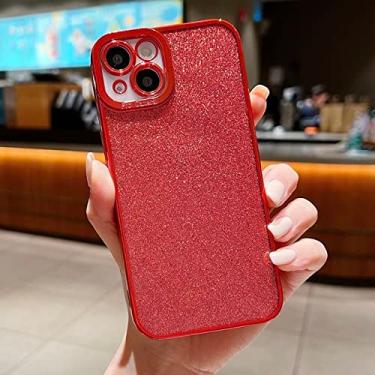 Imagem de Estojo de luxo Bling Glitter Plating para iPhone 13 Pro Max 12 11 X XR XS 8 7 Plus 6 6S SE 2020 2022 Capa de silicone macio à prova de choque, vermelho, para iPhone 12