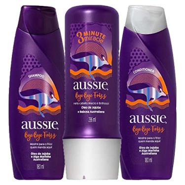 Imagem de Kit Aussie Miraculously Smooth: Shampoo + Condicionador 180ml + Tratamento Aussie 3 Minute Miracle Smooth Frizz 236ml