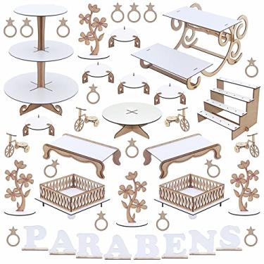 Imagem de Kit Decoração de Festa Mdf Branco 44 Peças - Linha Premium - 1144-LP