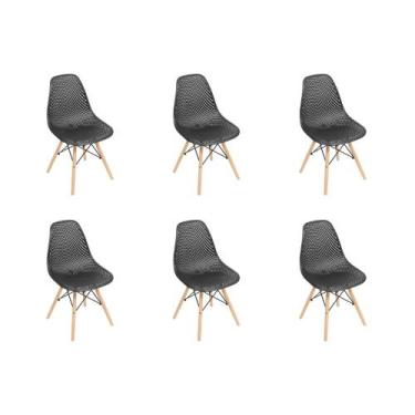 Imagem de Kit 6 Cadeiras Eames Jantar Colmeia Preta - Sf. Home