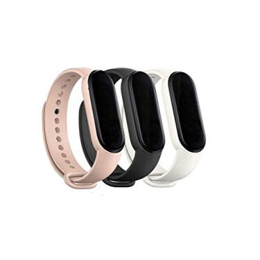 Imagem de Pulseira para Mi Band 5 Xiaomi (Rosa, Preto e Branco) Kit com 3 unidades