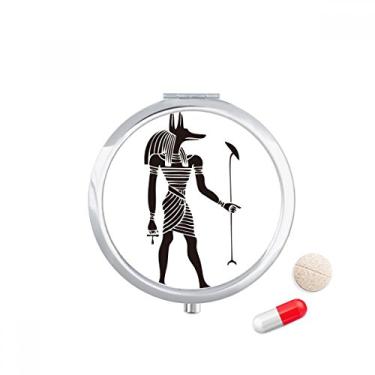 Imagem de Porta-comprimidos do Egito Antigo Anúbis Totem Fresco Caixa de armazenamento de remédios Dispensador de remédios