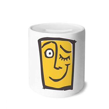 Imagem de DIYthinker Caixa de cerâmica Wink abstrata com desenho de rosto feliz dinheiro caixa porta-moedas presente de cofrinho