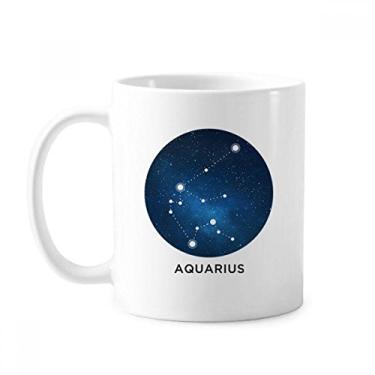 Imagem de Caneca clássica do signo do zodíaco da Constelação Aquarius Caneca de cerâmica branca Presente com alças 350 ml