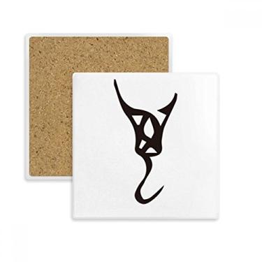 Imagem de Escrivaninha de osso com sobrenome chinês Wan Square Porta-copos caneca suporte subplaca pedra isolante