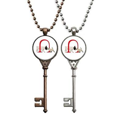 Imagem de OFFbb-USA Gatos Cachorros Kiss Amor Pets Art Deco Presente Fashion Chaveiro Pingente Decoração de Casal