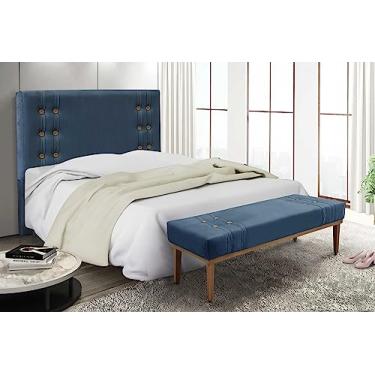 Imagem de Kit Cabeceira e Recamier Sofá Divã Dois Lugares Calçadeira 0,9 M Artemis (suede azul)
