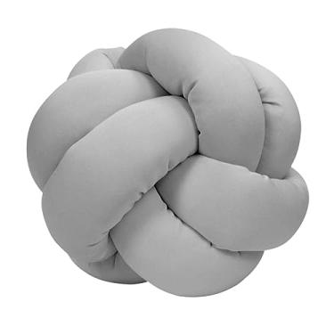 Imagem de Almofada de Nó Escandinavo 2 Voltas Redonda Decorativa Modernda Grande (Cinza Claro)