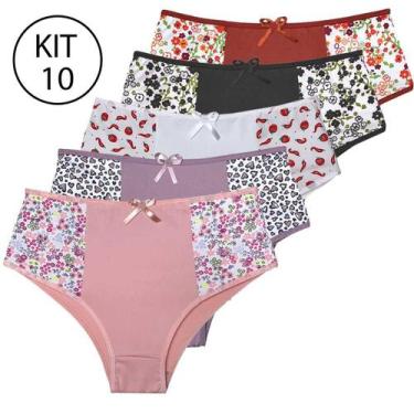 Imagem de Kit 10 Calcinhas Plus Size Alta Gestante Senhora Calçola Confortável C