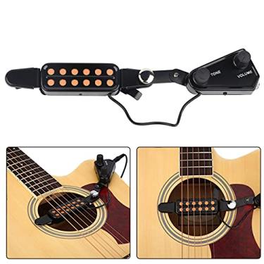 Imagem de Captador de guitarra com 12 furos de som, transdutor magnético de captação de som com kit de afinador de tom de volume para guitarra acústica, captador acústico para guitarra