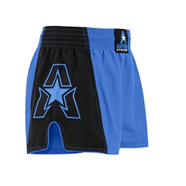 Imagem de Anthem Athletics Shorts Muay Thai – Entrepernas de 7,6 cm para homens e mulheres – Leve, lavável à máquina, kickboxing, calções de boxe e MMA, Infinito - azul e preto, P
