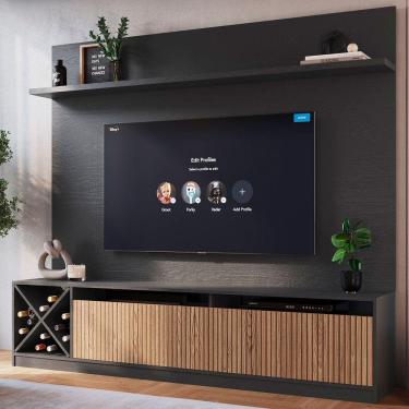 Imagem de Estante para TV Até 60 Polegadas Trento 2 Portas Grafite/Brise - Quiditá Móveis