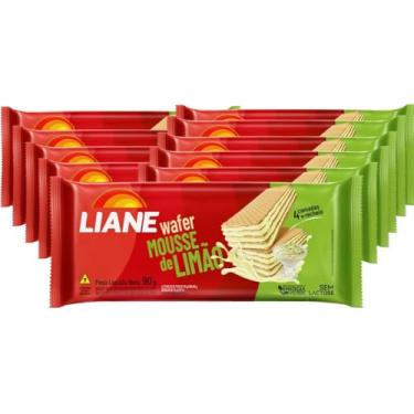 Imagem de 10 pacotes Biscoito Wafer Sem Lactose Mousse de Limão Liane 90g